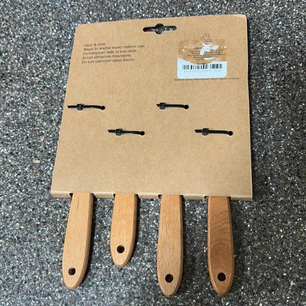 NEW RAE DUNN FALL MINI SILICONE SPATULAS W/ WOODEN HANDLES SET OF 4